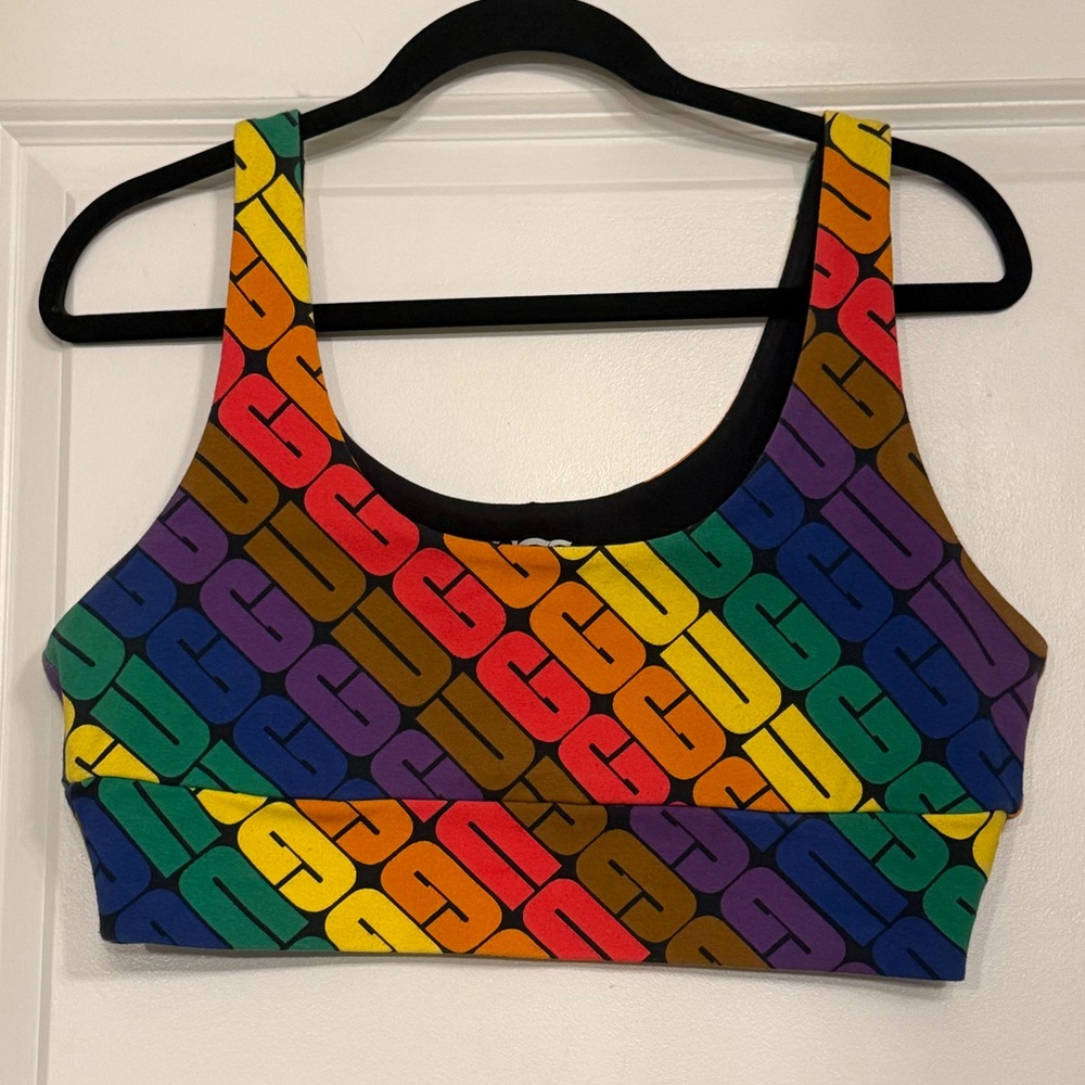 UGG Zayley Pride Bralette Rainbow Logo Sports Bra Size Medium